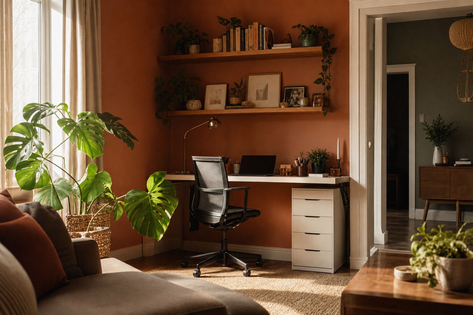 Espace de travail lumineux et chaleureux où Julien Jimenez reçoit les premiers échanges de projet